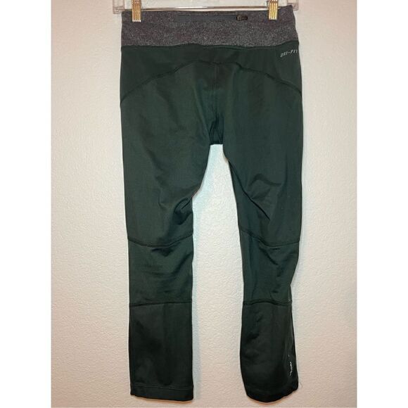 Nike Running Dri Fit Green Gray Crop Leggings - Picture 4 of 9